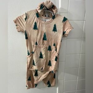 Ready Ser Romper Shortie 6-12M Rustic Evergreens Design w/ matching headband